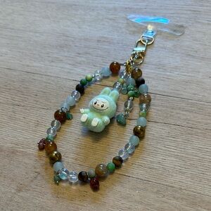 HOMEMADE BY DEE | Cute Beaded Phone Charm with Removable Charms Labubu